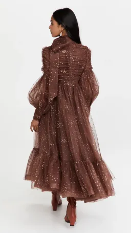 Zimmermann Tempo Ruched Glitter Gown Chocolate Brown Size 0 / Au 8 for rent on The Volte - image 3
