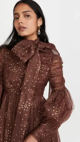Zimmermann Tempo Ruched Glitter Gown Chocolate Brown Size 0 / Au 8 for rent on The Volte - image 2