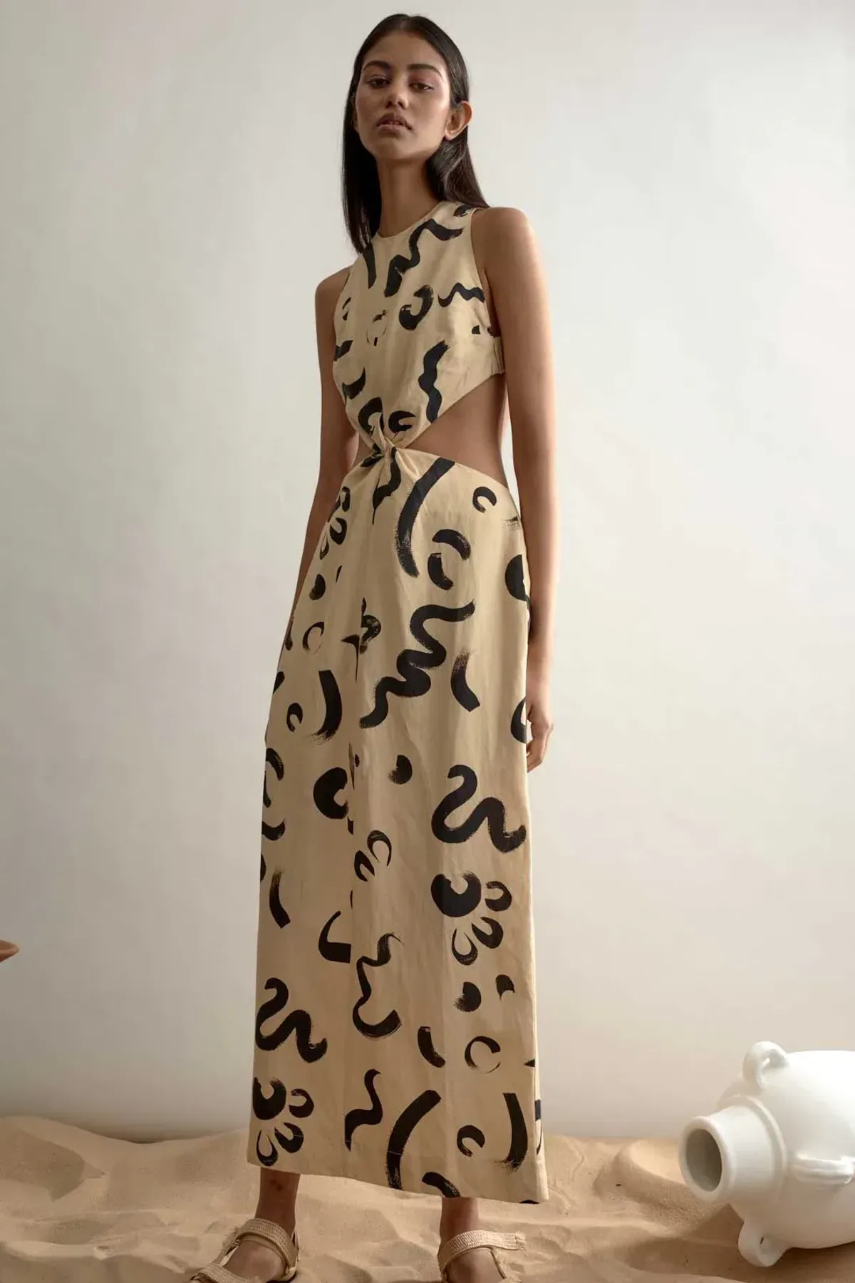 Alemais Brush Stroke Twist Dress Print Size 10 for rent on The Volte - main image