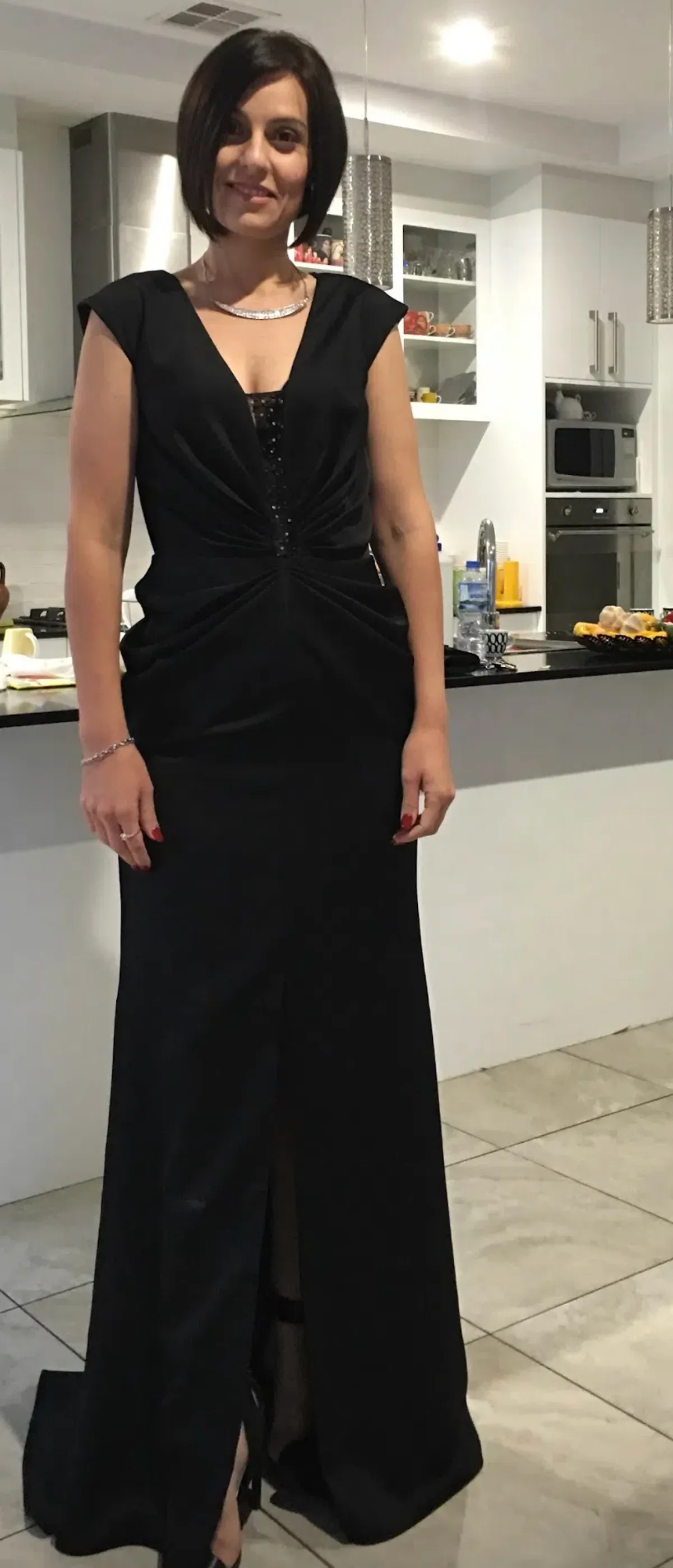 Adrianna Pappel Stunning Gathered Formal Gown Black Size 8 for rent on The Volte - main image
