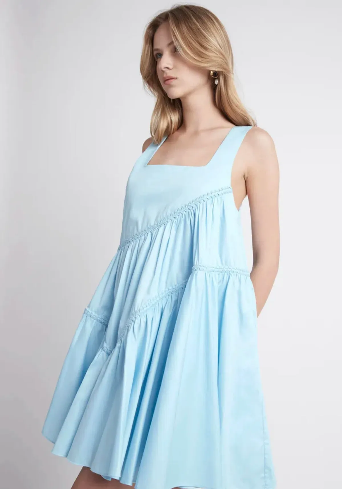 Aje Casabianca Sleeveless Braided Dress Ice Blue Size 14 - Image 3