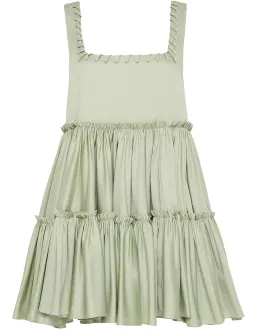 Aje Hushed Cotton Square Neck Mini Dress in Bamboo Green Size 14 for rent on The Volte - image 5