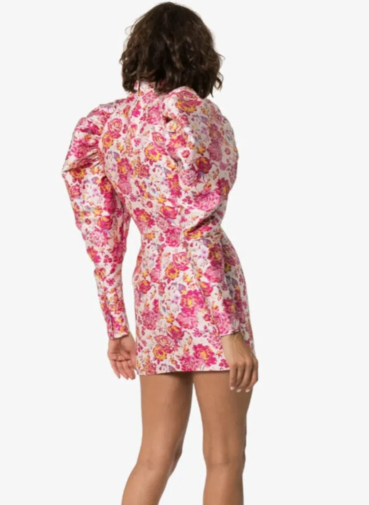 Rotate By Birger Christensen Button-detailed Ruched Floral-jacquard Mini Dress In Multi Size 8 - Image 6
