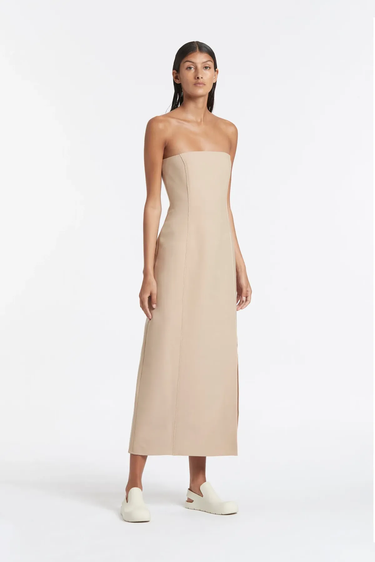 Sir The Label Monte Strapless Dress in Tan Beige Size 1 for rent on The Volte - main image