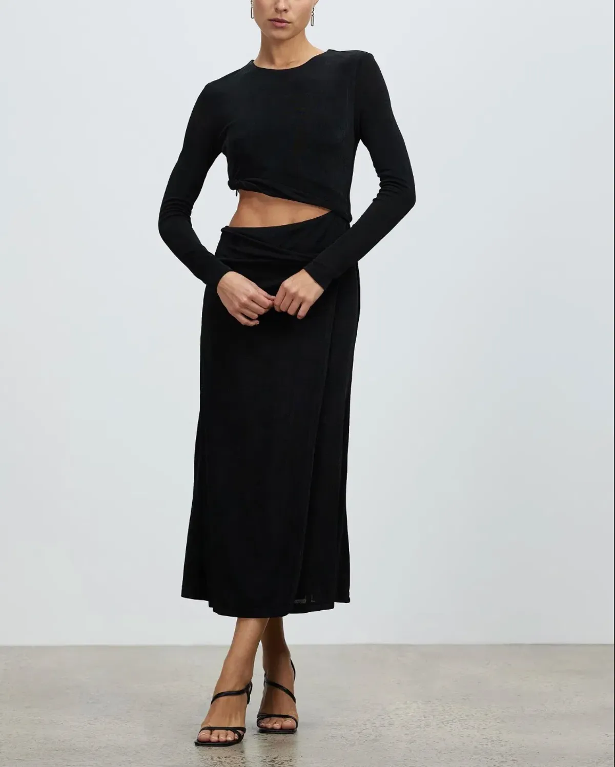 MISHA Arma Midi Dress Black Size 6/XS for rent on The Volte - main image