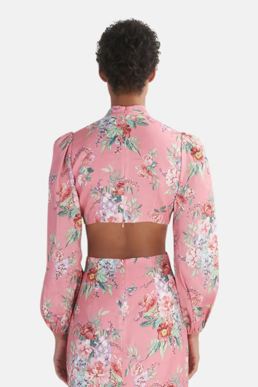 Zimmermann Bellitude Bow Front Mini Dress Watermelon Floral Print Size 1 / AU 10 for rent on The Volte - main image