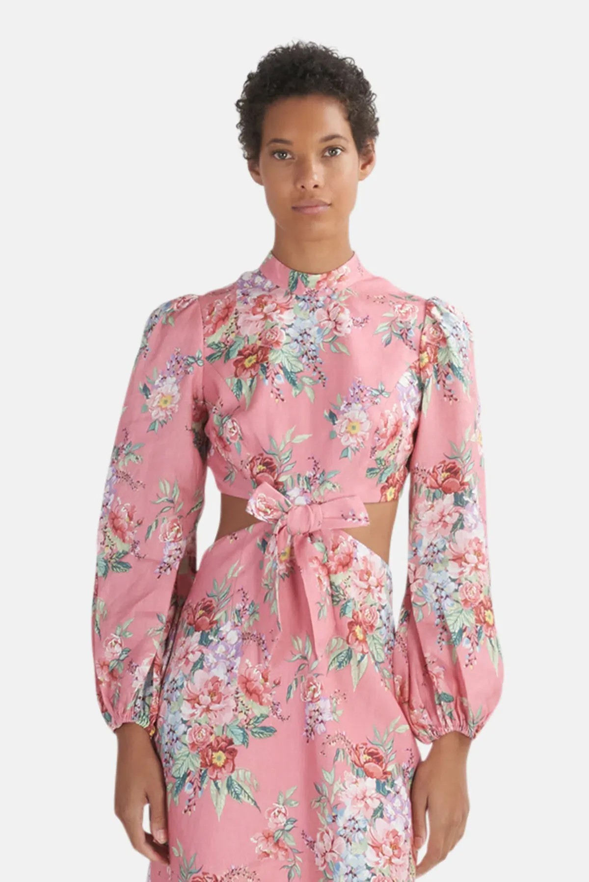 Zimmermann Bellitude Bow Front Mini Dress Watermelon Floral Print Size 1 / AU 10 - Image 3