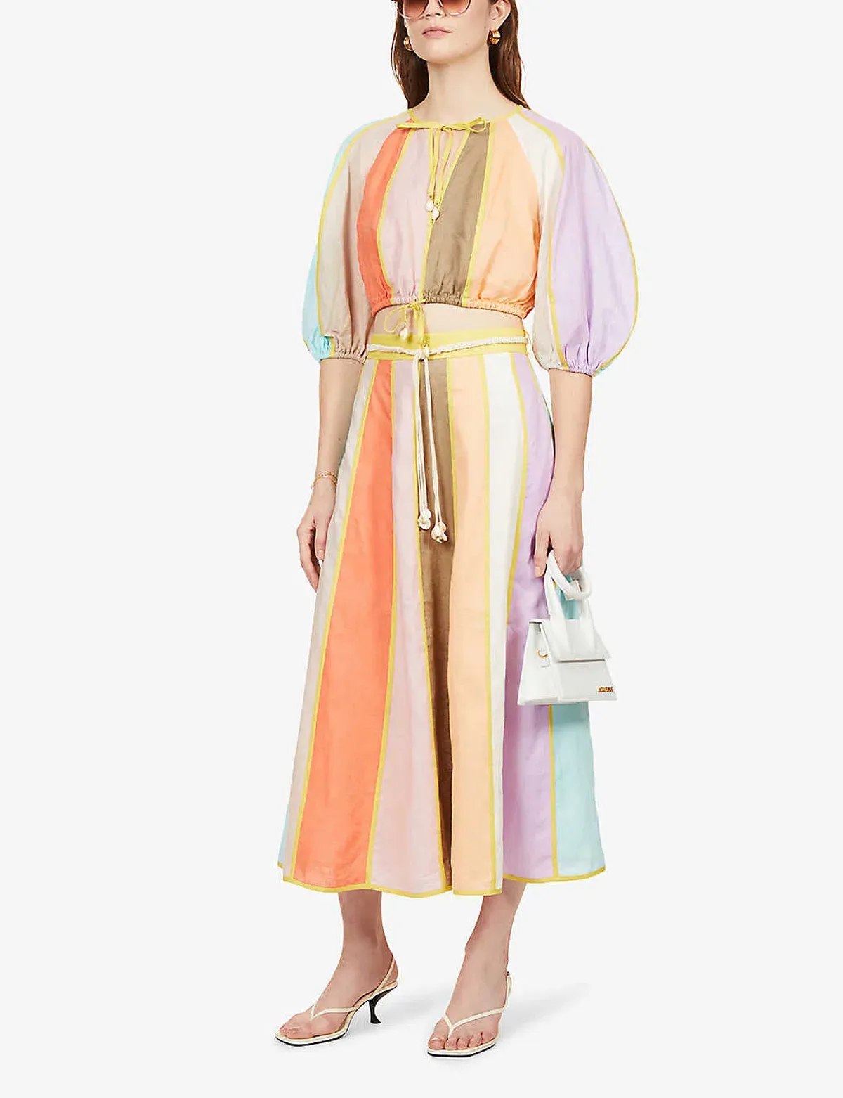Zimmermann Lola Panelled Crop and Skirt Set Spliced Size 0 / AU 8 for rent on The Volte - main image