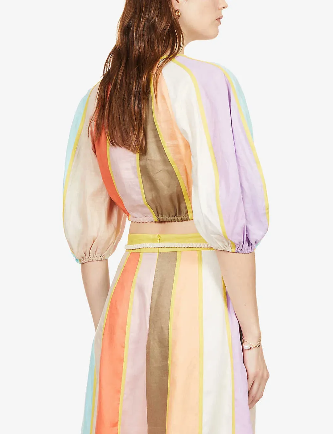 Zimmermann Lola Panelled Crop and Skirt Set Spliced Size 0 / AU 8 for rent on The Volte - main image