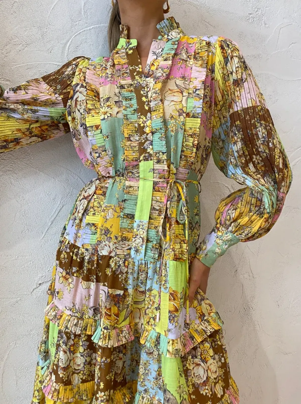 Alemais Matilde Pleat Shirt Dress Print Size 8 - Image 3