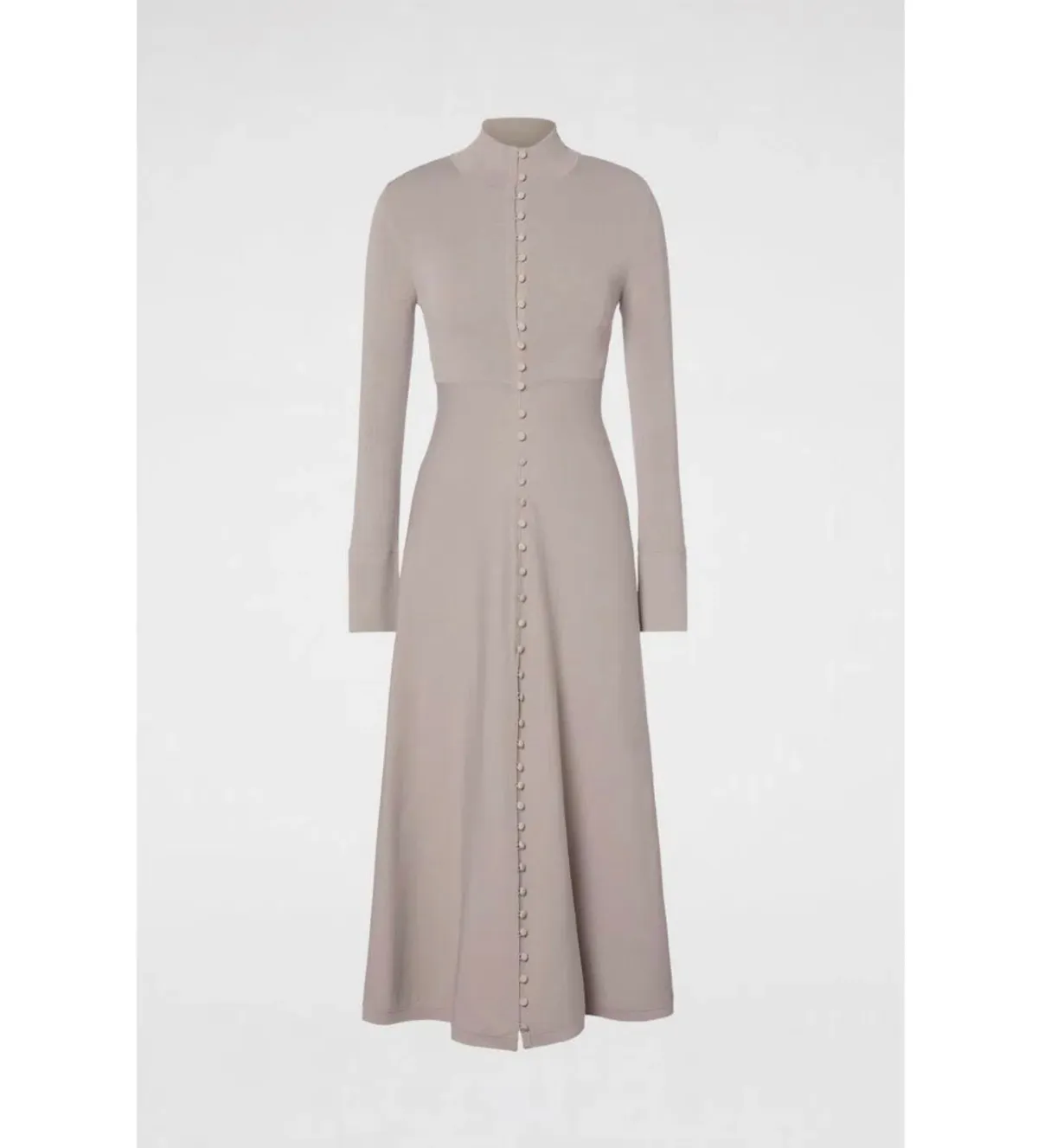 Scanlan Theodore Crepe Knit Button Dress Oyster Size 8 - Image 3