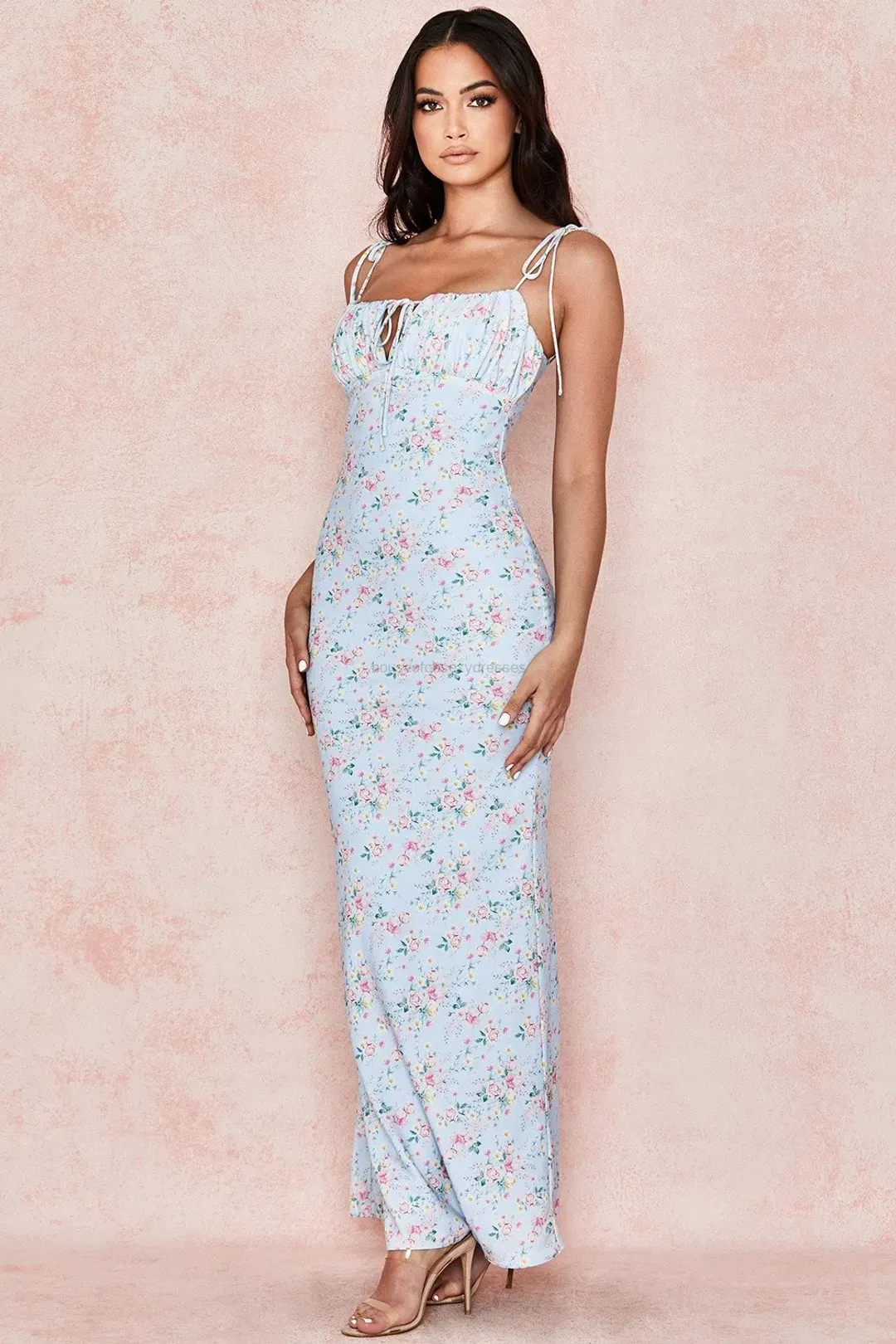 House of CB Raphael Maxi Dress Pale Blue Floral Summer Size 10 for rent on The Volte - main image