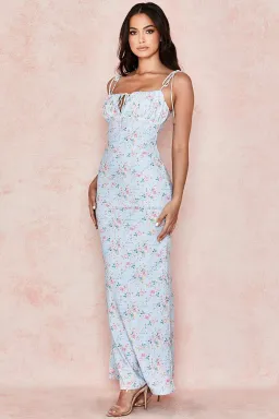 House of CB Raphael Maxi Dress Pale Blue Floral Summer Size 10 for rent on The Volte - image 2