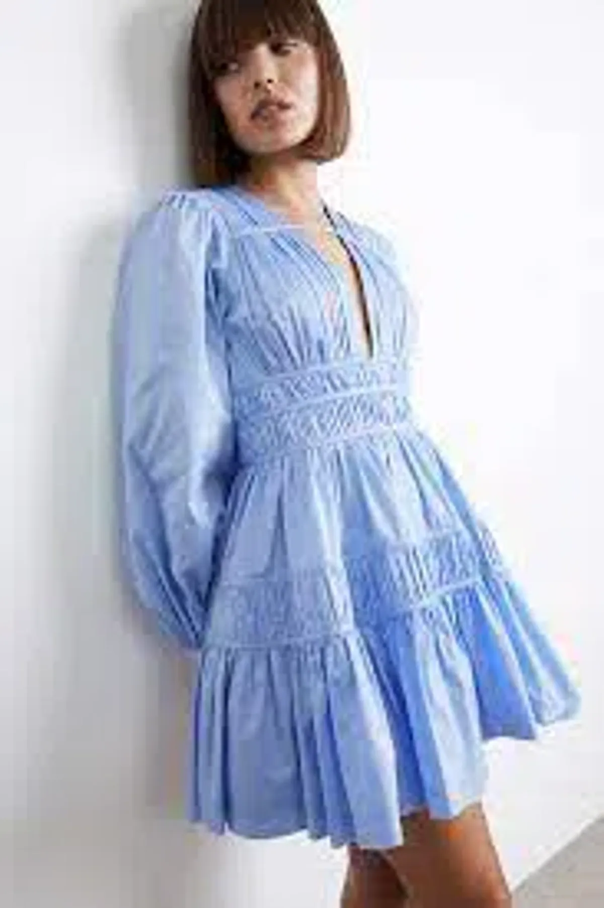 Aje Fallingwater Gathered Mini Dress Powder Blue Size 10 - Image 2