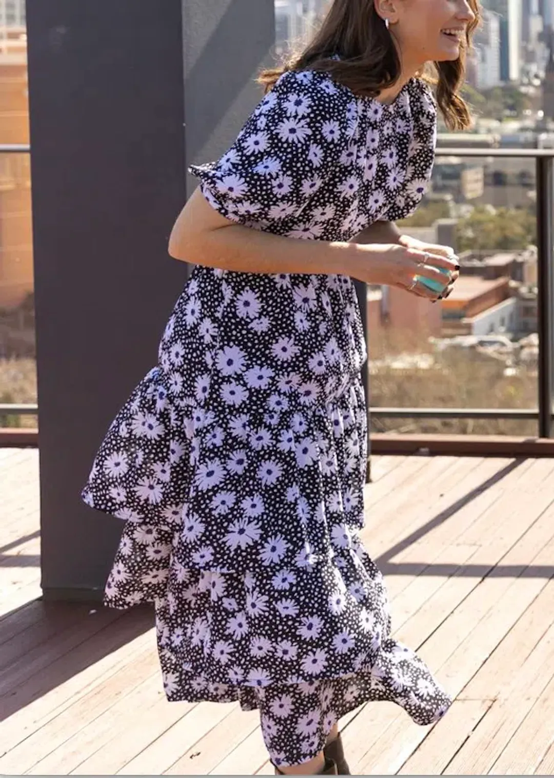 Nice Martin Ronnie Tiered Dress in Daisy Print Size 8 for rent on The Volte - main image