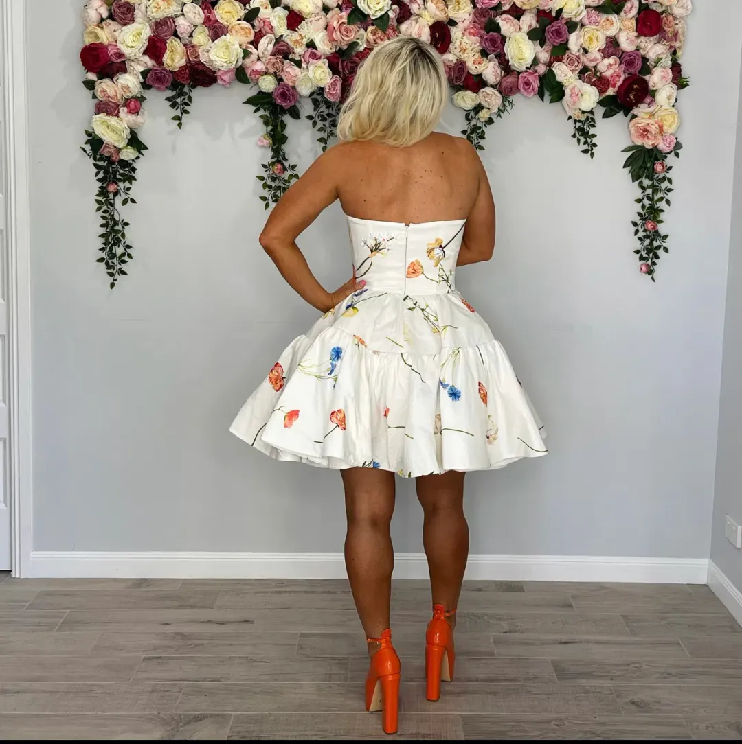 Leo and Lin The Fields Embroidered Bustier Mini Dress White Size 10 for rent on The Volte - main image