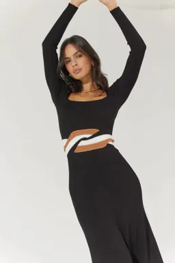 Sovere Inertia Knit Midi Dress Black Size 10 for rent on The Volte - image 2