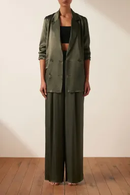 Shona Joy Giorgia Double Breasted Blazer and Tuxedo Pants Set Green Size 6 for rent on The Volte - image 1