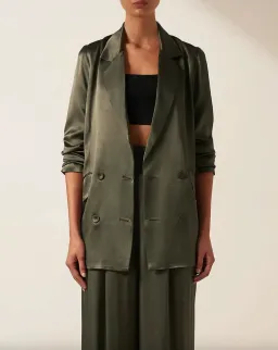 Shona Joy Giorgia Double Breasted Blazer and Tuxedo Pants Set Green Size 6 for rent on The Volte - image 4