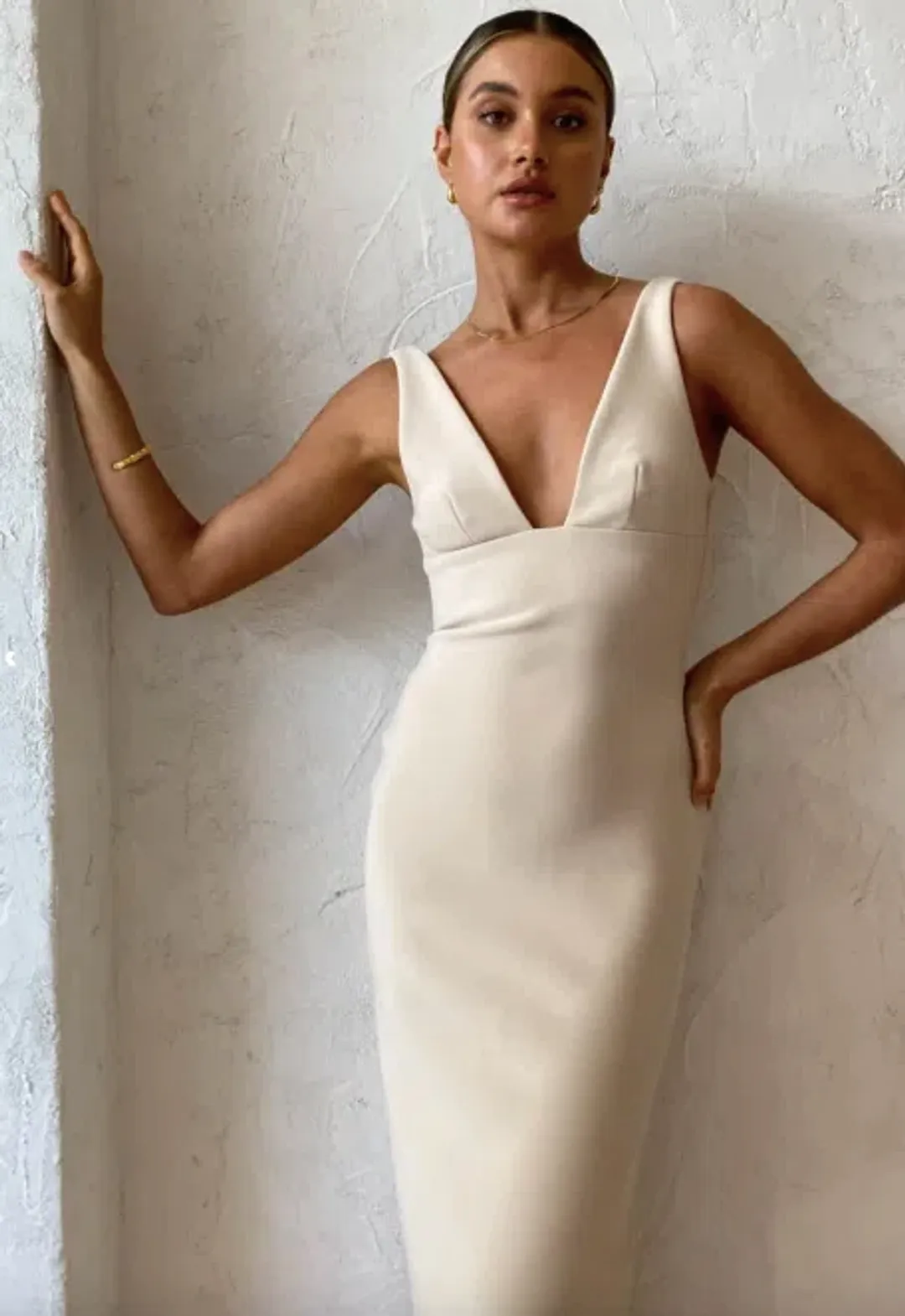 Bec & Bridge Iris Midi Dress Macadamia Size 8 for rent on The Volte - main image