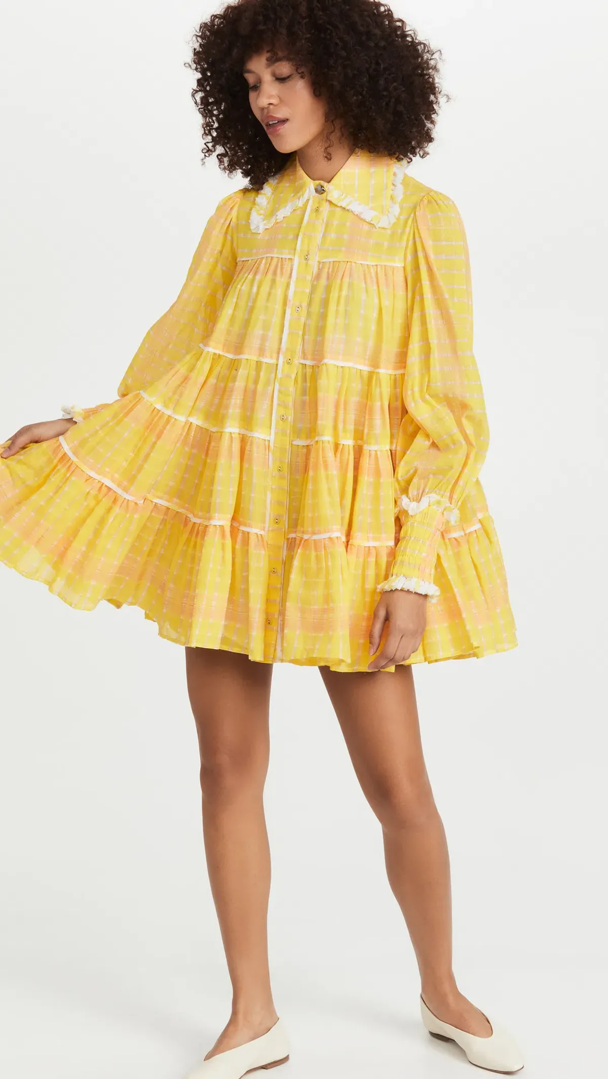 Aje Wilderness Smock Mini Dress Yellow Size 8 - Image 1
