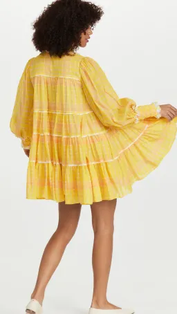 Aje Wilderness Smock Mini Dress Yellow Size 8 for rent on The Volte - image 3