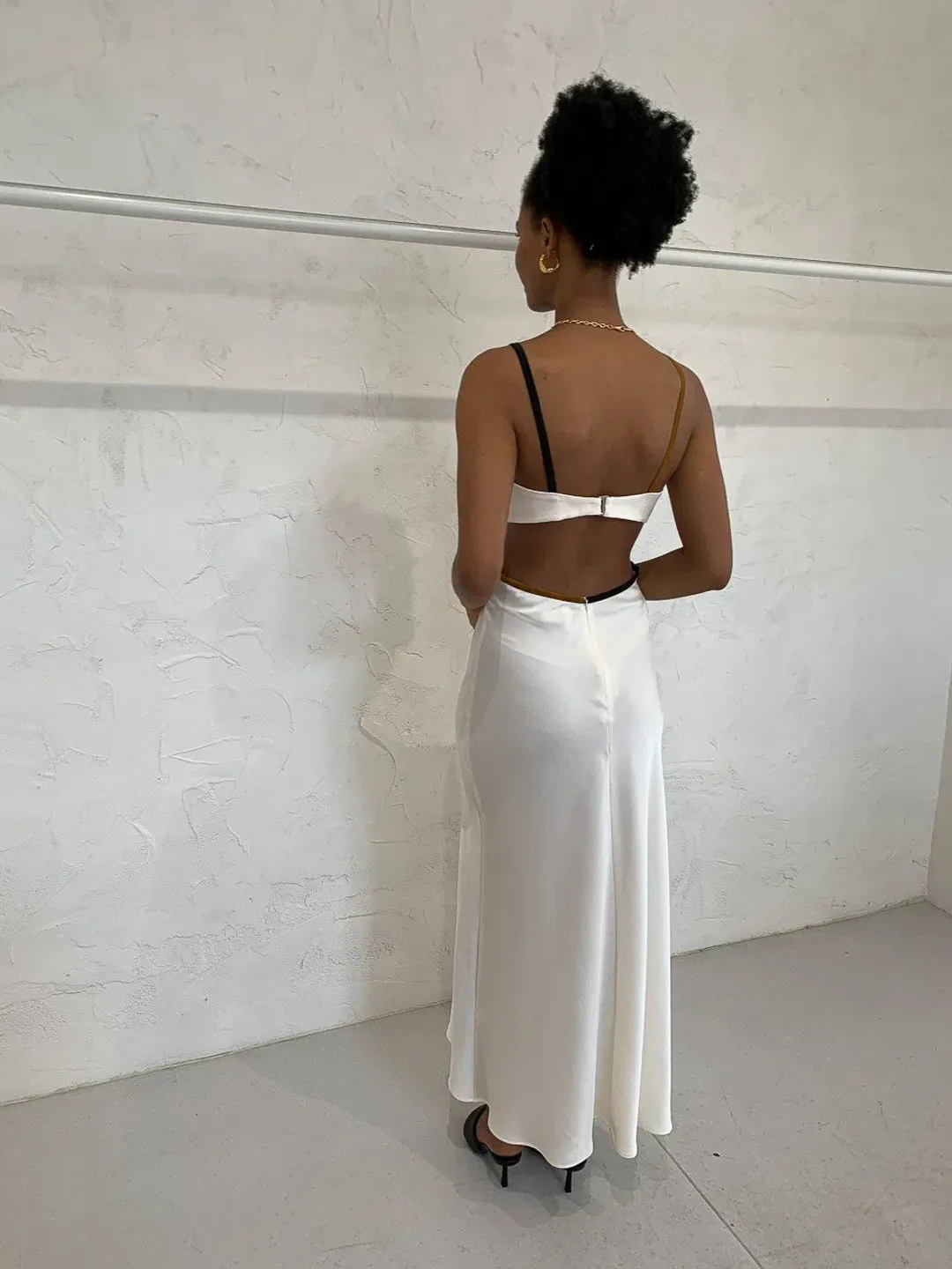 Bec & Bridge Toi Et Moi Dress White with Bronze Contrast Size 10 for rent on The Volte - main image