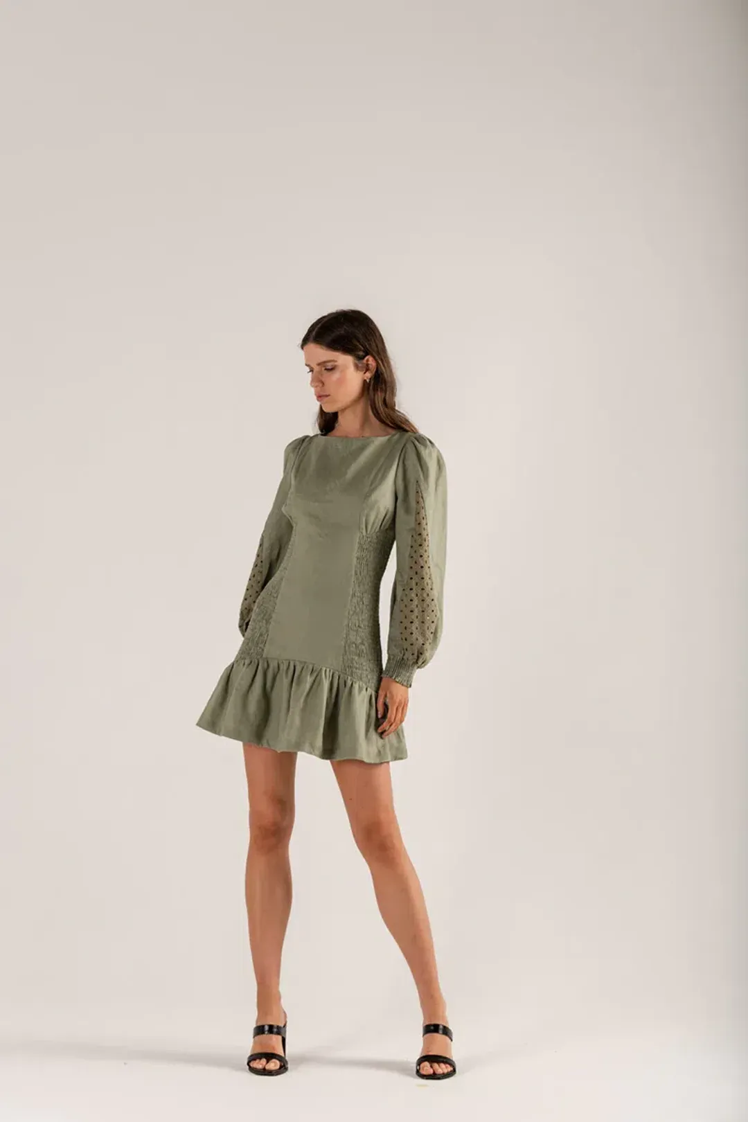 Mon Renn Lucent Mini Dress Moss Green Size 10 for rent on The Volte - main image