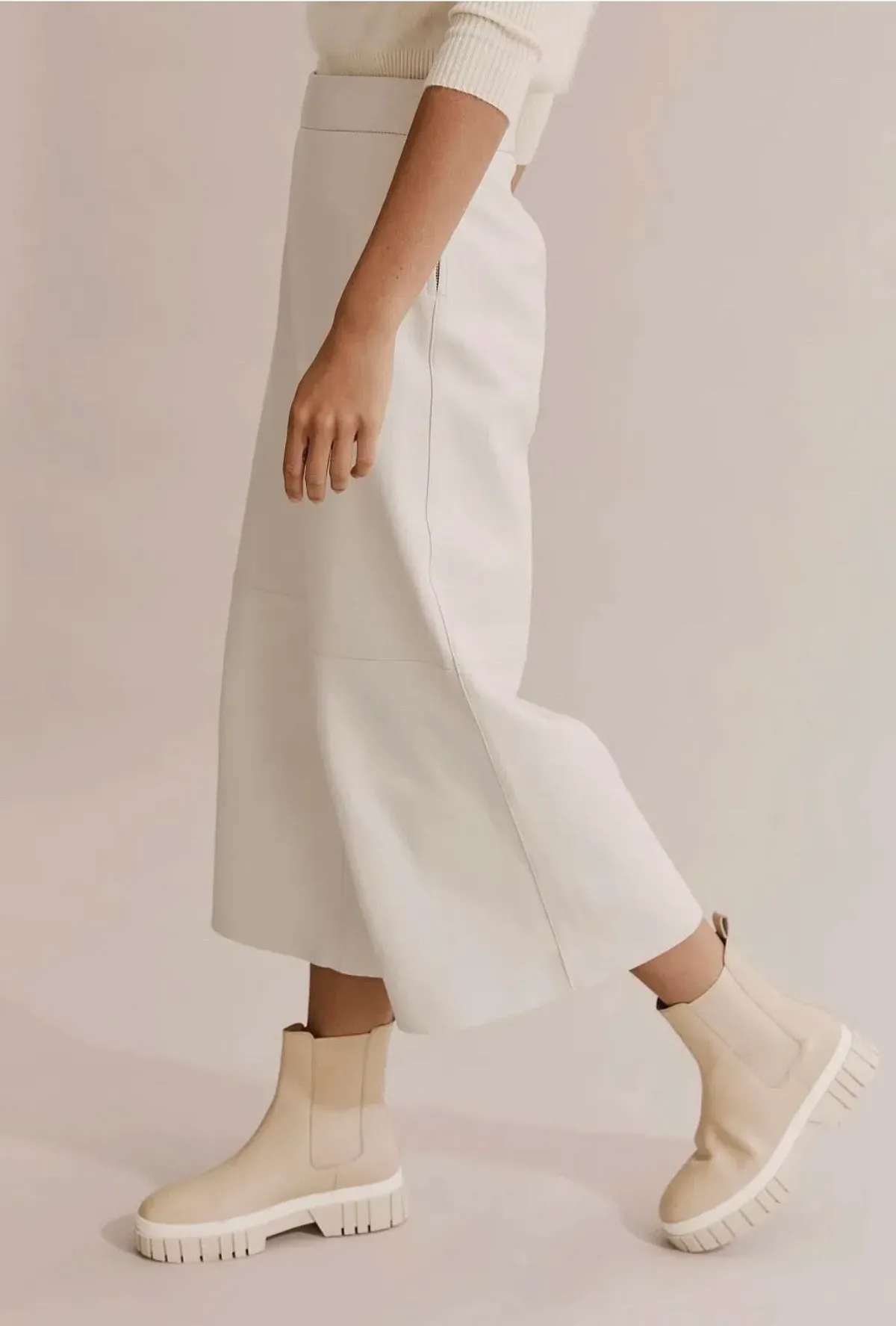 Country Road Luxurious Leather Culotte Pants White Size AU 14 - Image 3
