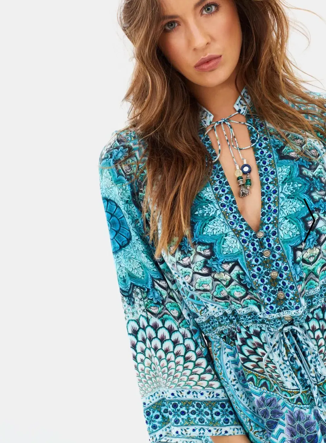 Camilla Drawstring Button Up Dress Turn On The Charm Print Size L for rent on The Volte - main image