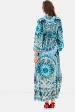 Camilla Drawstring Button Up Dress Turn On The Charm Print Size L for rent on The Volte - image 3