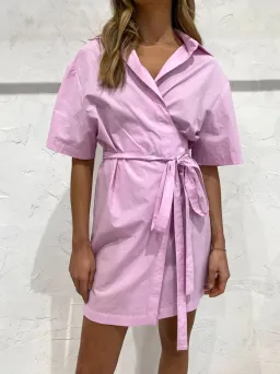 By Johnny Izzy Wrap Shirt Dress Lilac Size 10 for rent on The Volte - image 2