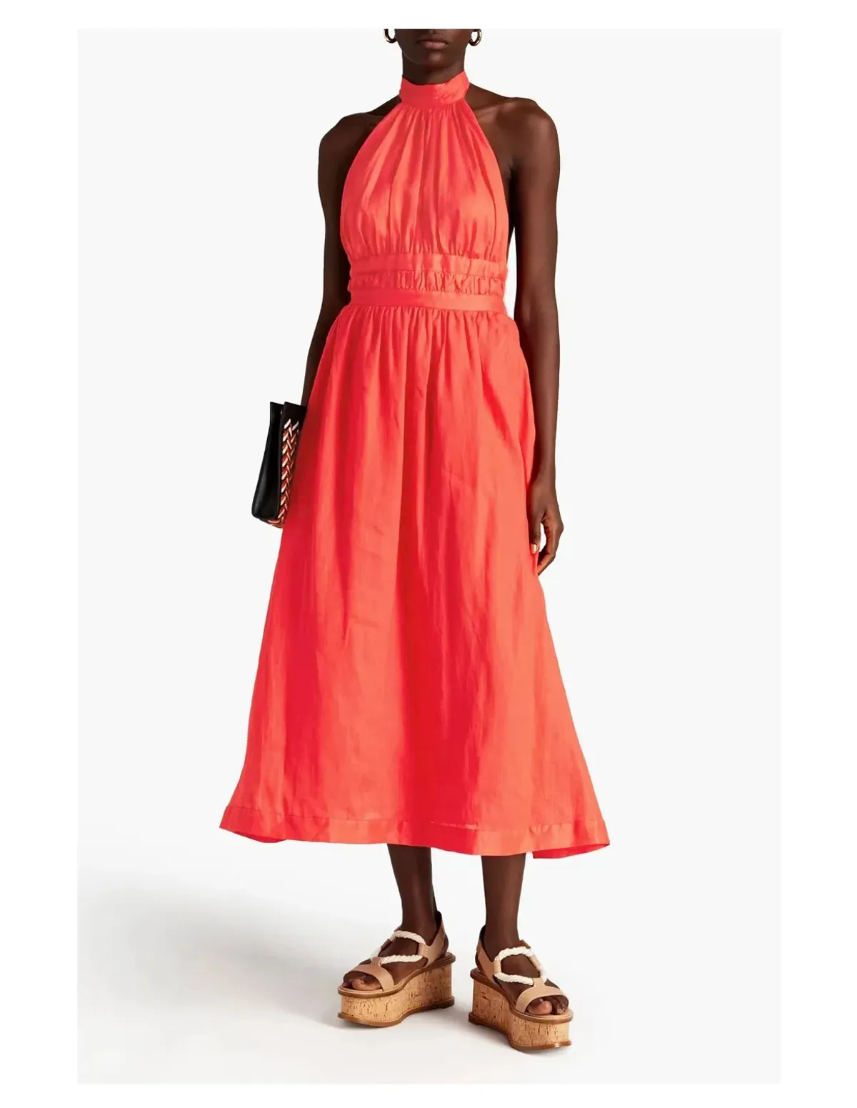 Zimmermann Shelley Halter Neck Midi Dress Orange Size 1 / Au 10 for rent on The Volte - main image