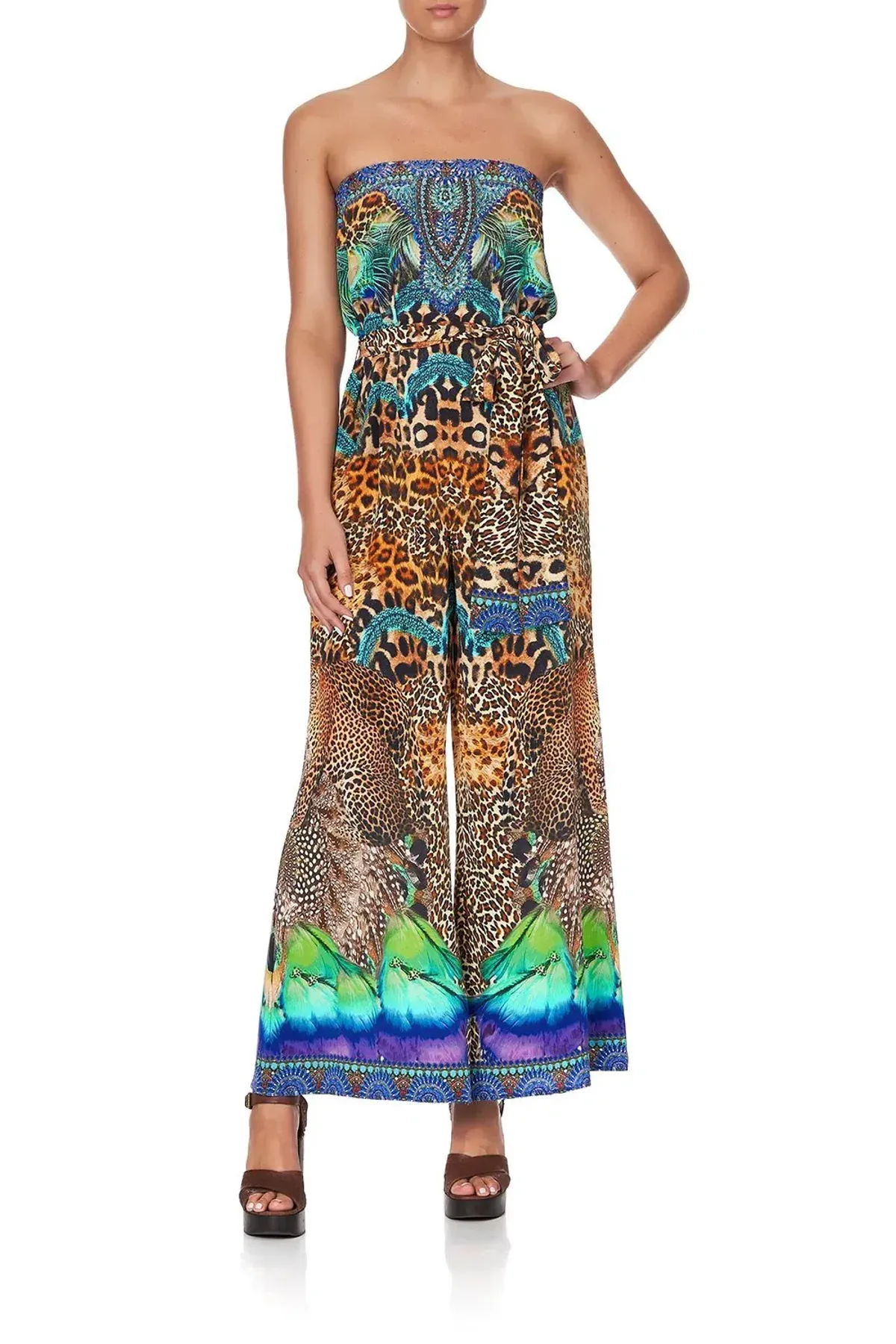Camilla Mother Xanadu Tie Waist Strapless Jumpsuit Print Size XL - Image 4