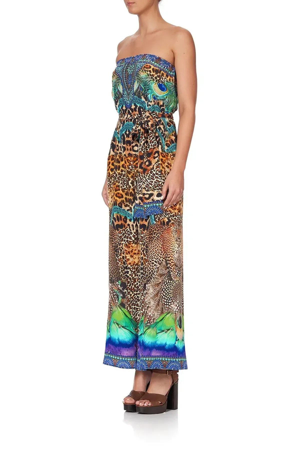 Camilla Mother Xanadu Tie Waist Strapless Jumpsuit Print Size XL - Image 5