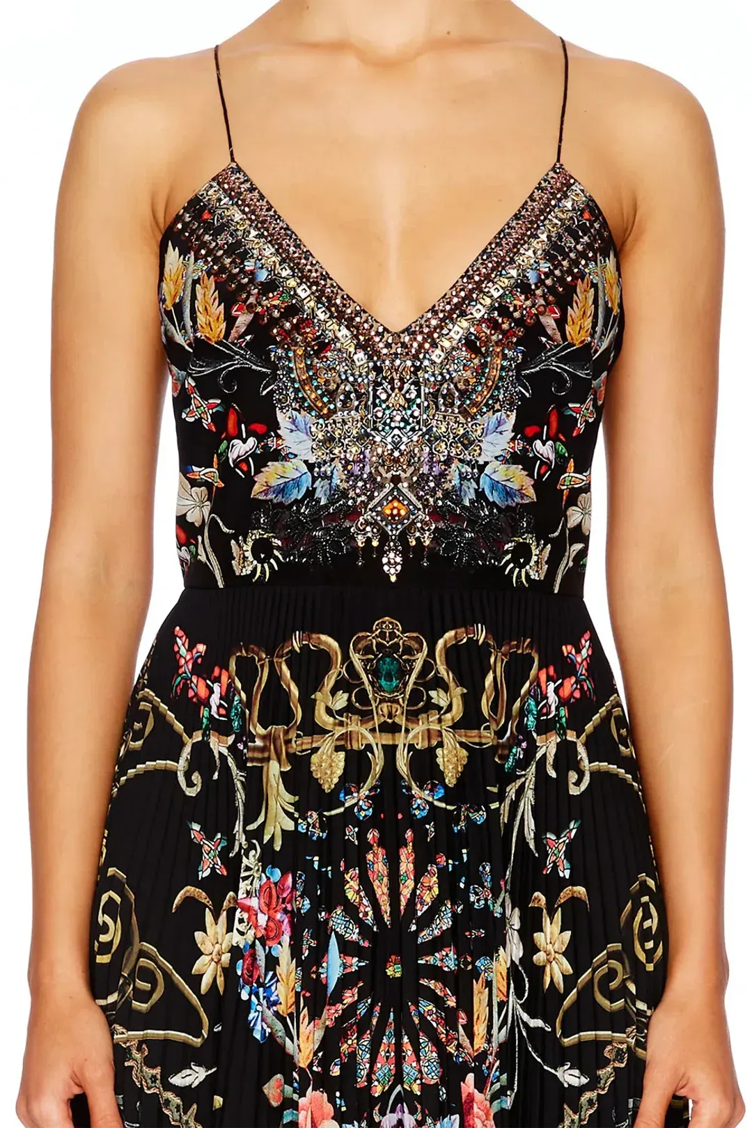Camilla Dancing in the Dark Pleated Slip Dress Print Size 12 for rent on The Volte - main image