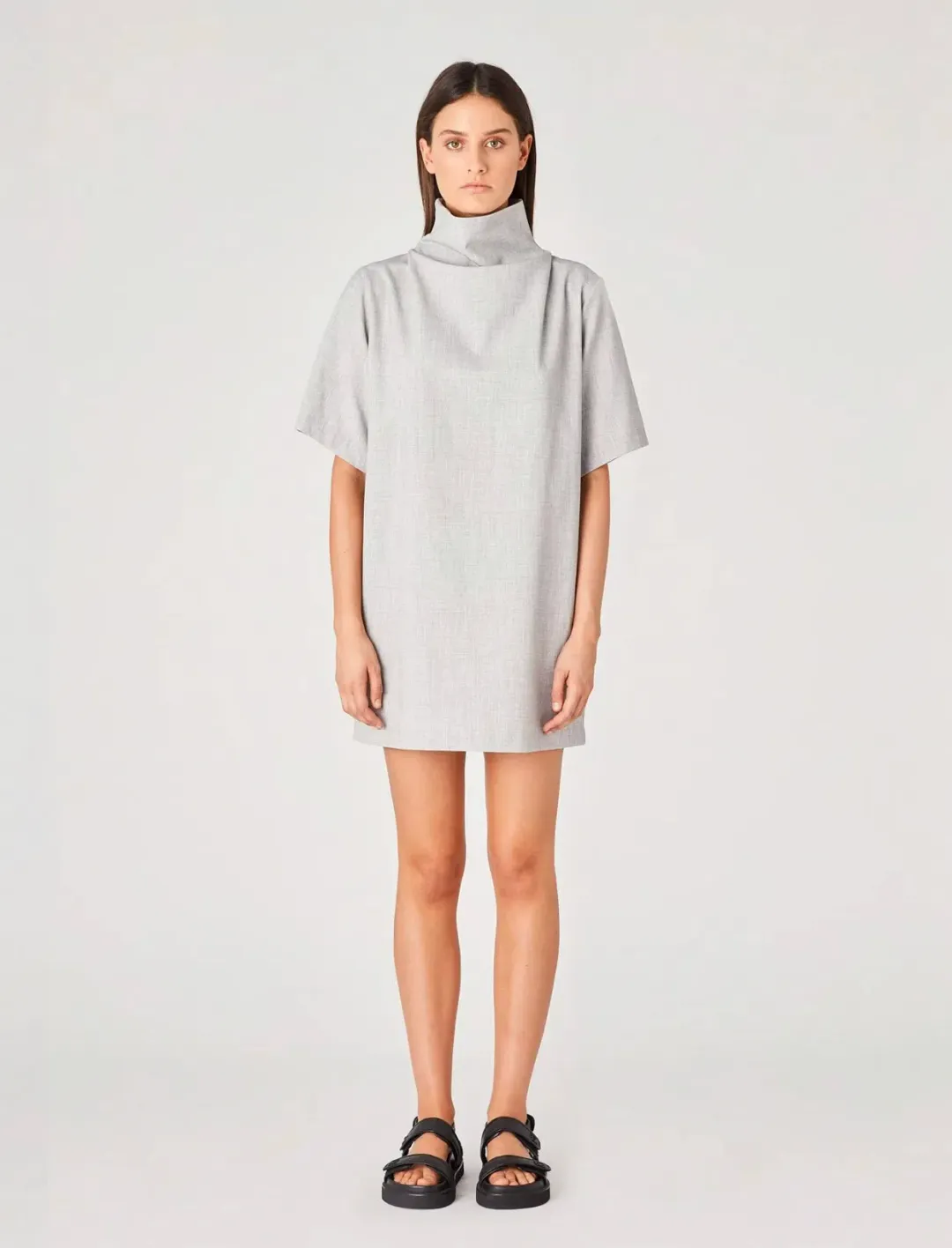 Camilla & Marc Theo Relaxed Mini Dress in Grey Melange Size 14 for rent on The Volte - main image