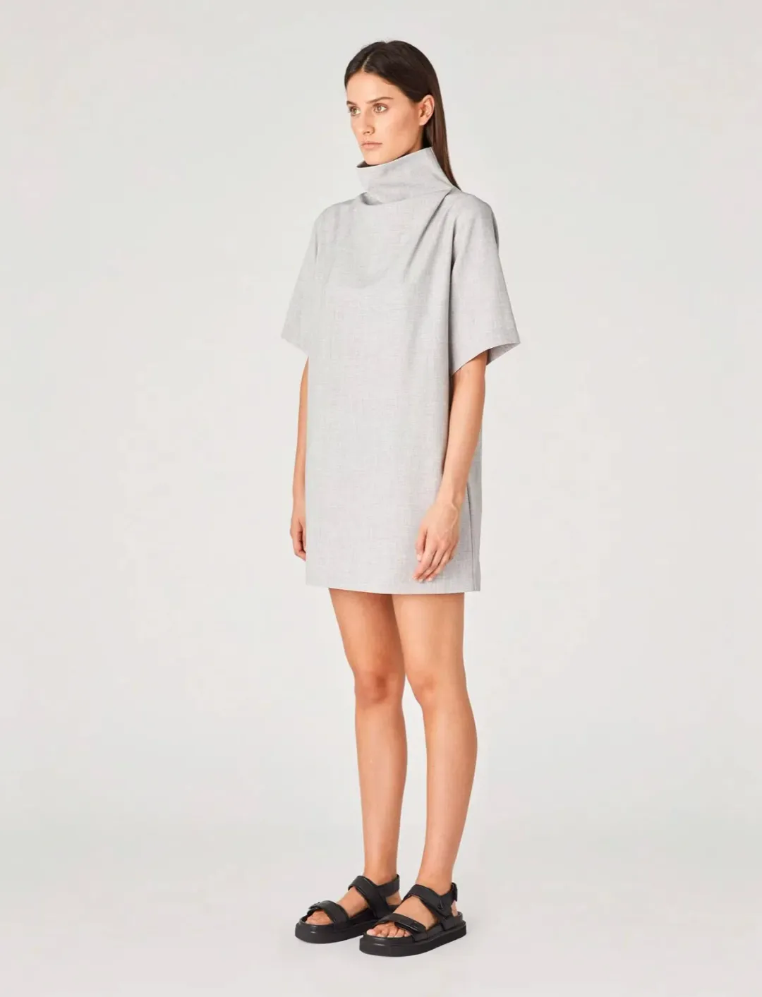 Camilla & Marc Theo Relaxed Mini Dress in Grey Melange Size 14 for rent on The Volte - main image