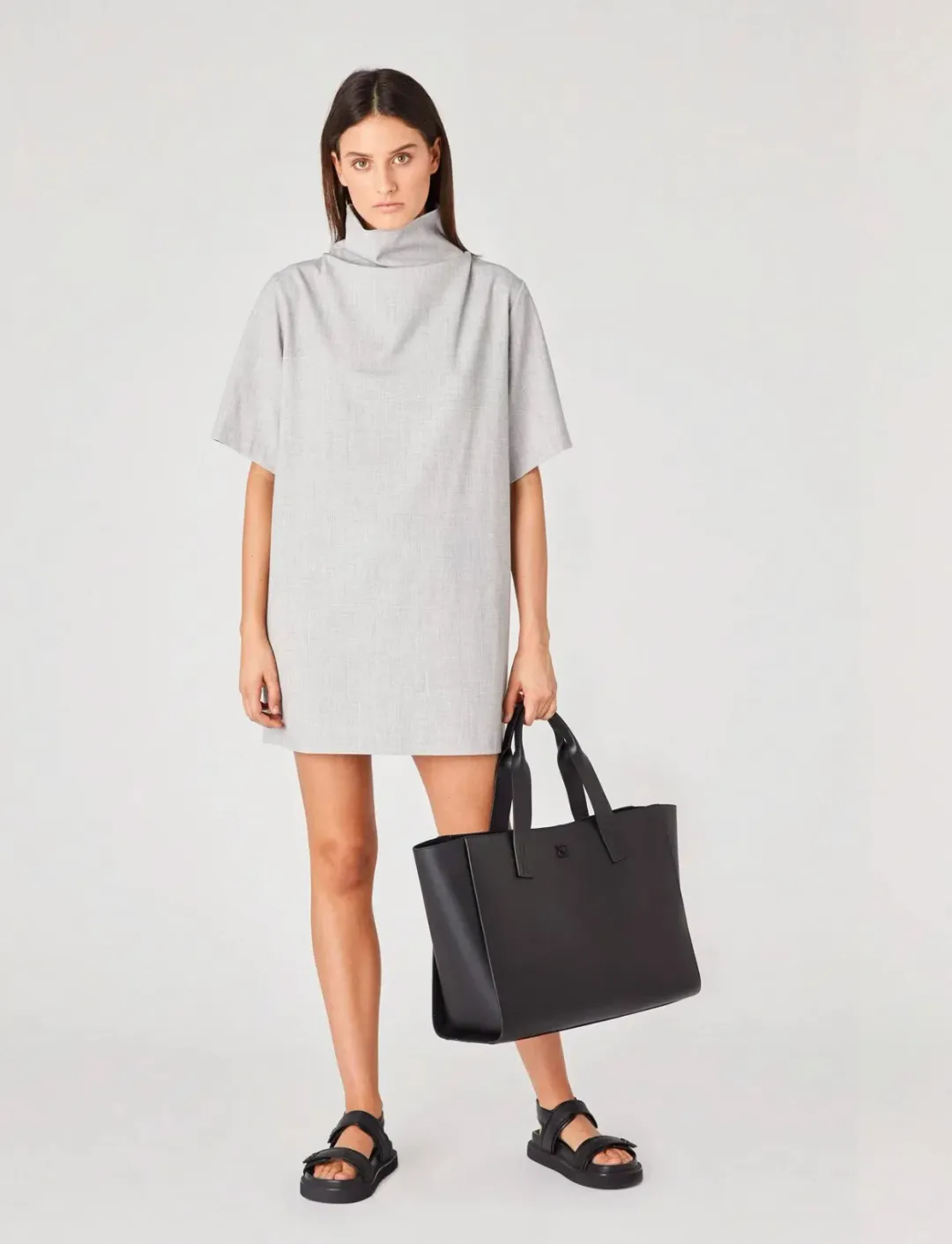 Camilla & Marc Theo Relaxed Mini Dress in Grey Melange Size 14 for rent on The Volte - main image