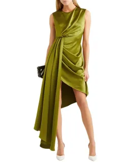 Off White Asymmetric Satin Dress Green Size 6 for rent on The Volte - image 2