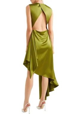 Off White Asymmetric Satin Dress Green Size 6 for rent on The Volte - image 1