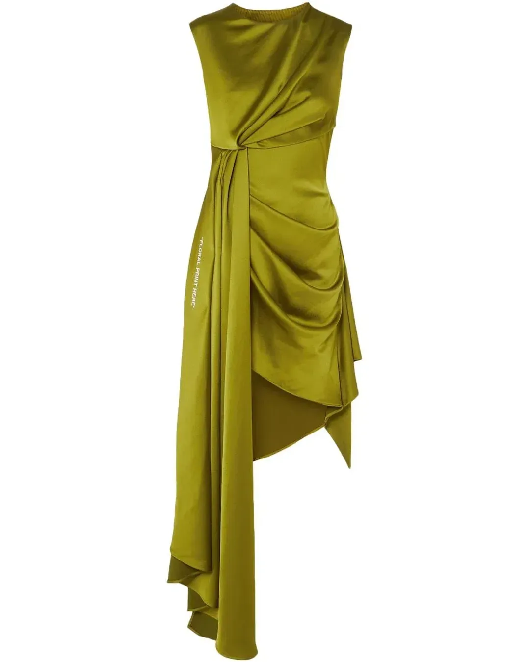 Off White Asymmetric Satin Dress Green Size 6 for rent on The Volte - main image