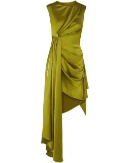 Off White Asymmetric Satin Dress Green Size 6 for rent on The Volte - image 4