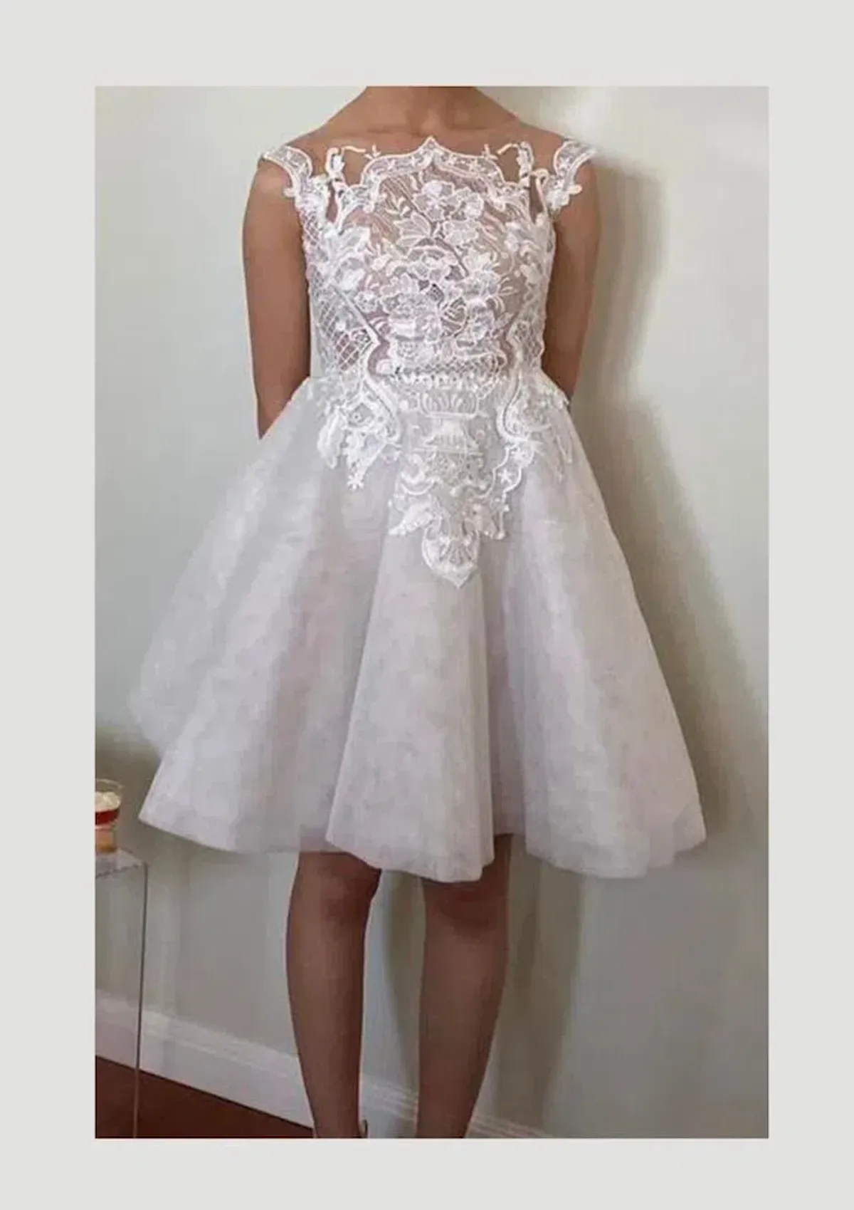 George Elsissa Nadia Lace & Tulle Mini Dress White Size 6 for rent on The Volte - main image