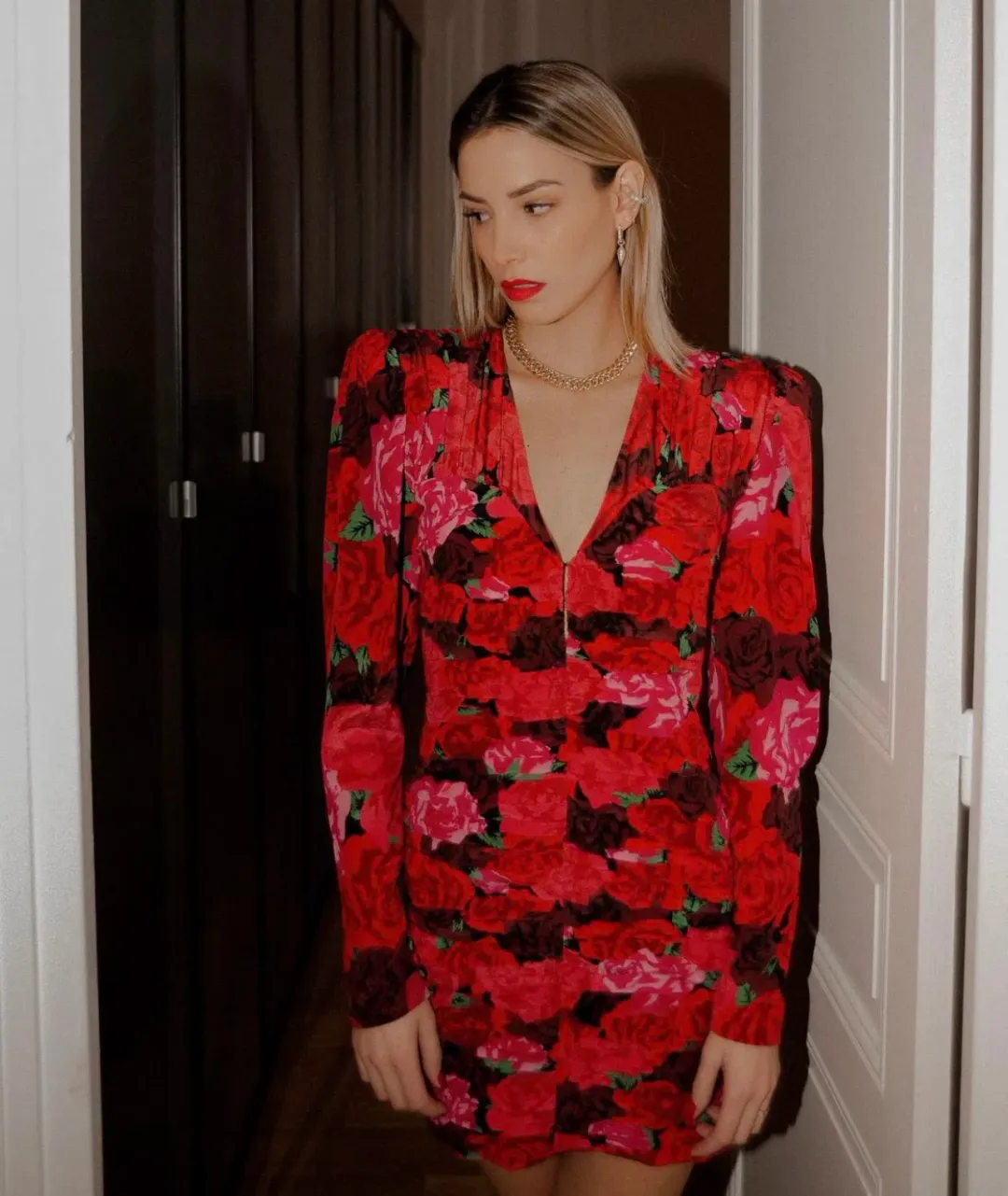 MAGDA BUTRYM Silk V Neck Dress Floral Print for rent on The Volte - main image