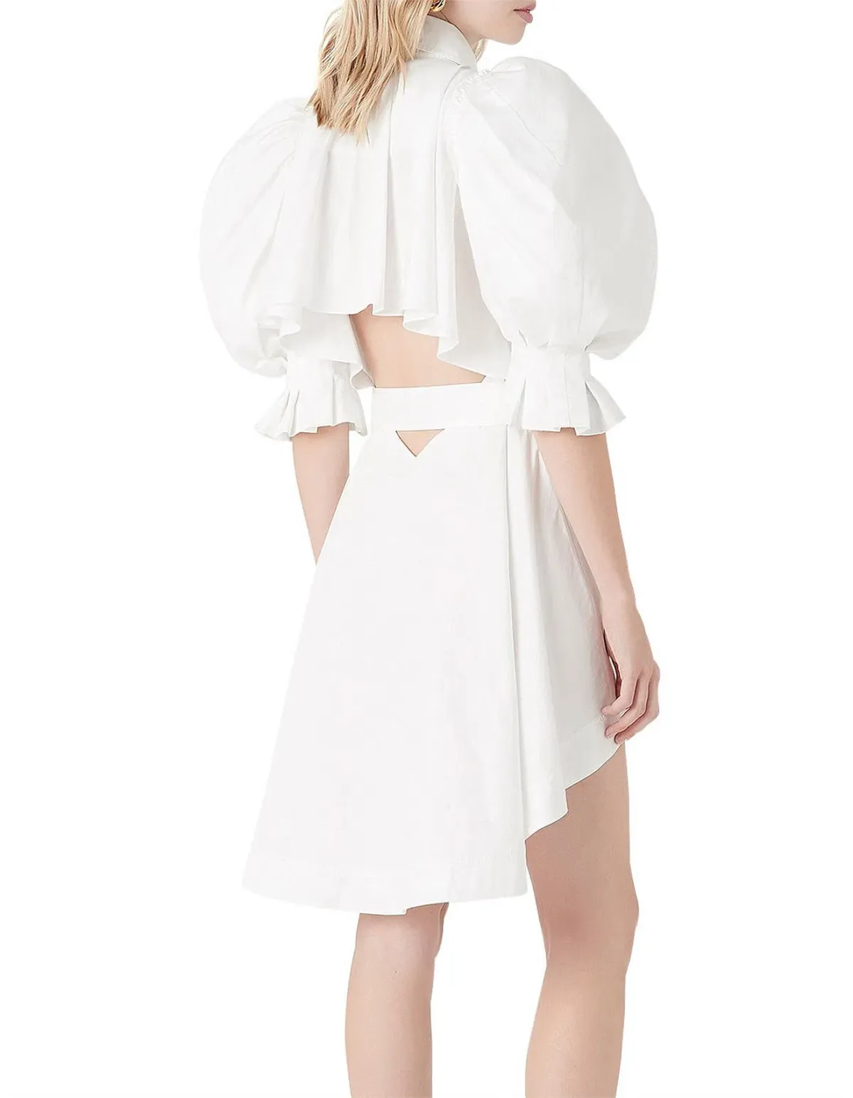 Aje Eucalypt Puff Sleeve Shirt Dress White Size 8 - Image 3