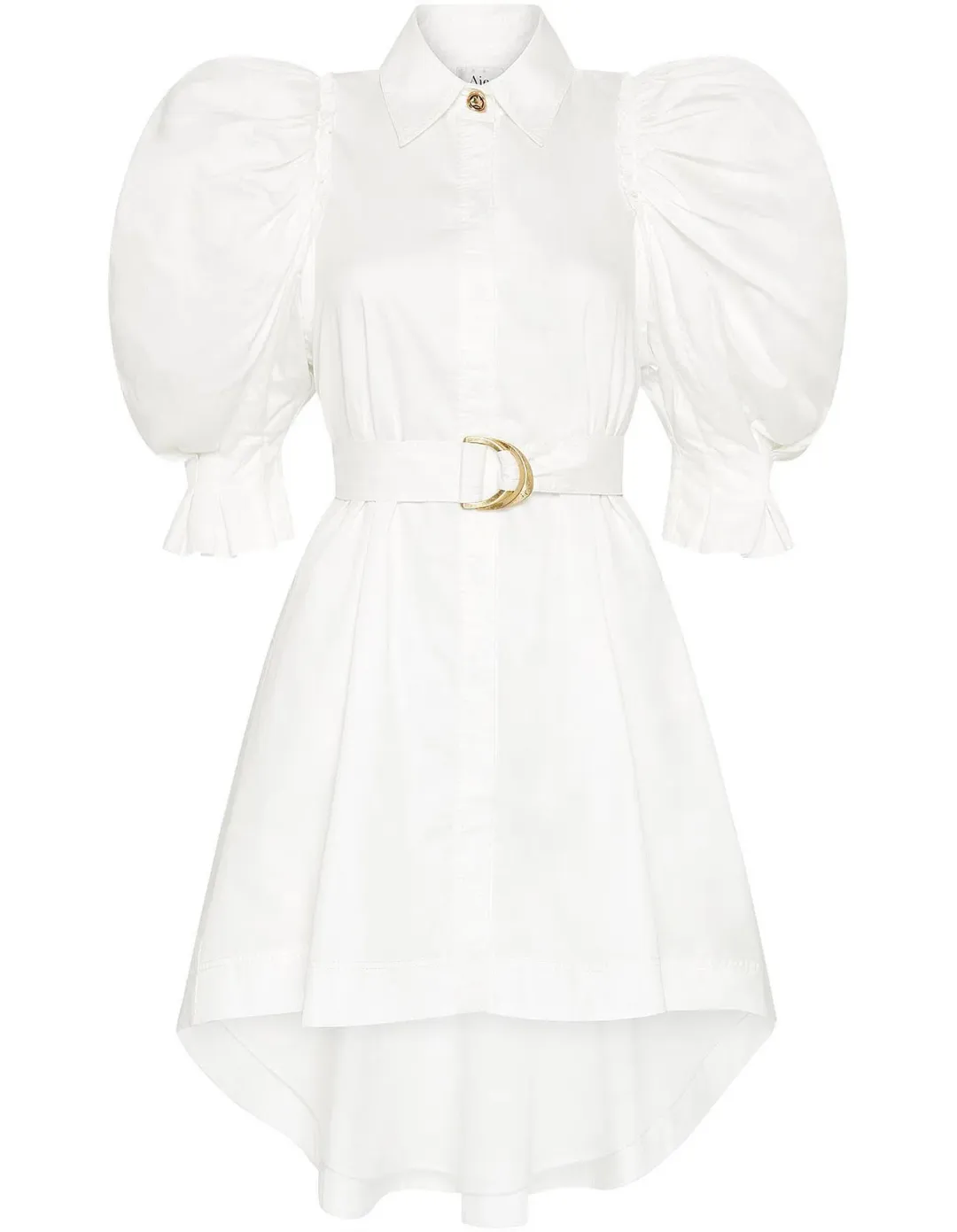 Aje Eucalypt Puff Sleeve Shirt Dress White Size 8 for rent on The Volte - main image