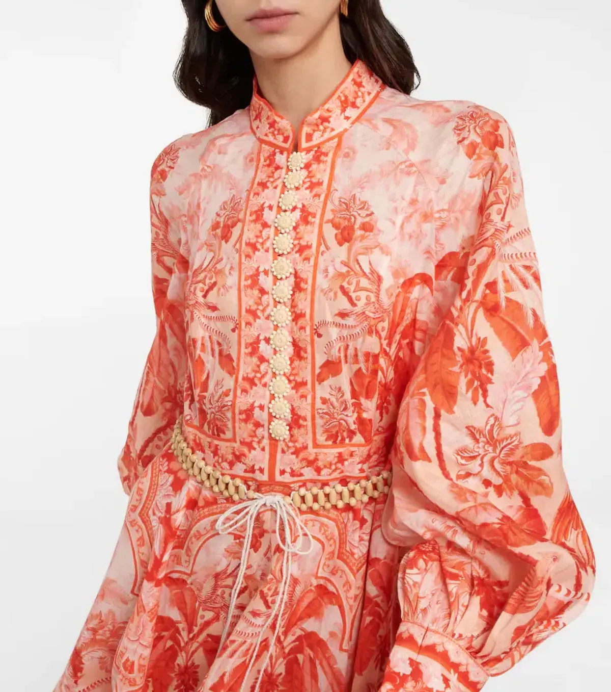 Zimmermann The Lyre Billow Sleeve Mini Dress in Red Palm Size 12 - Image 2
