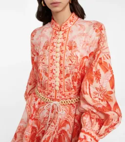 Zimmermann The Lyre Billow Sleeve Mini Dress in Red Palm Size 12 for rent on The Volte - image 2