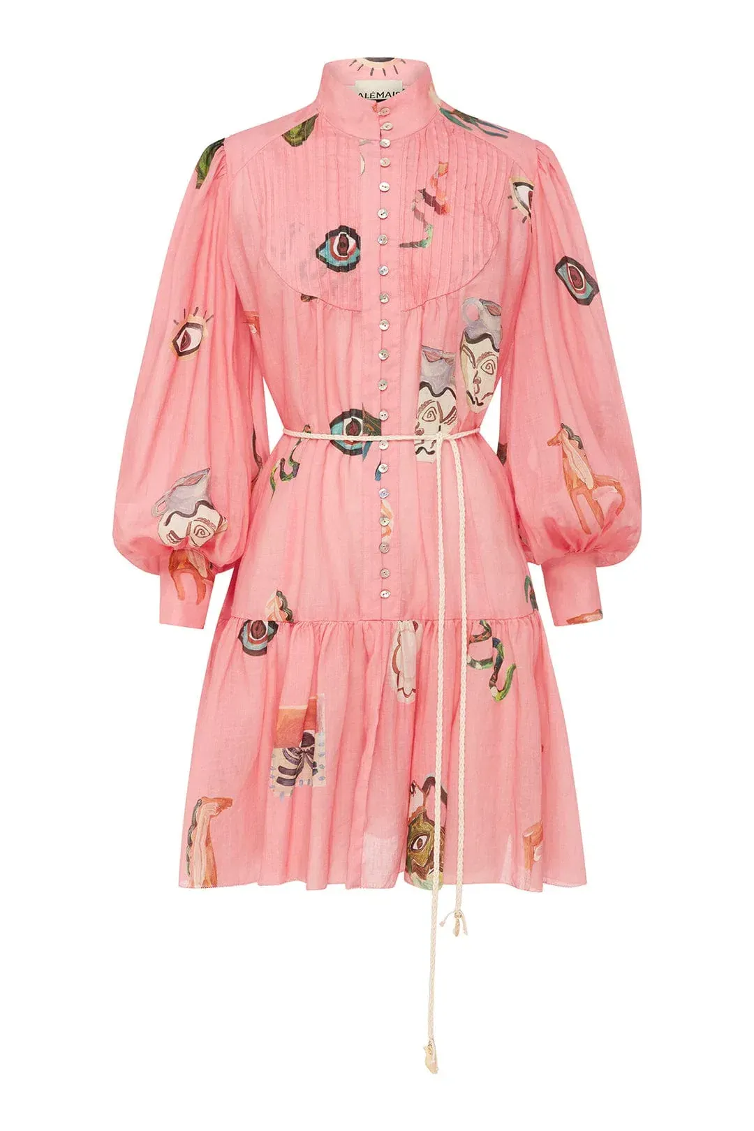 Alemais Cleo Smock Mini Dress Pink Size 10 for rent on The Volte - main image
